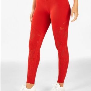 Fabletics Red High Waisted Sculptknit leggings Med